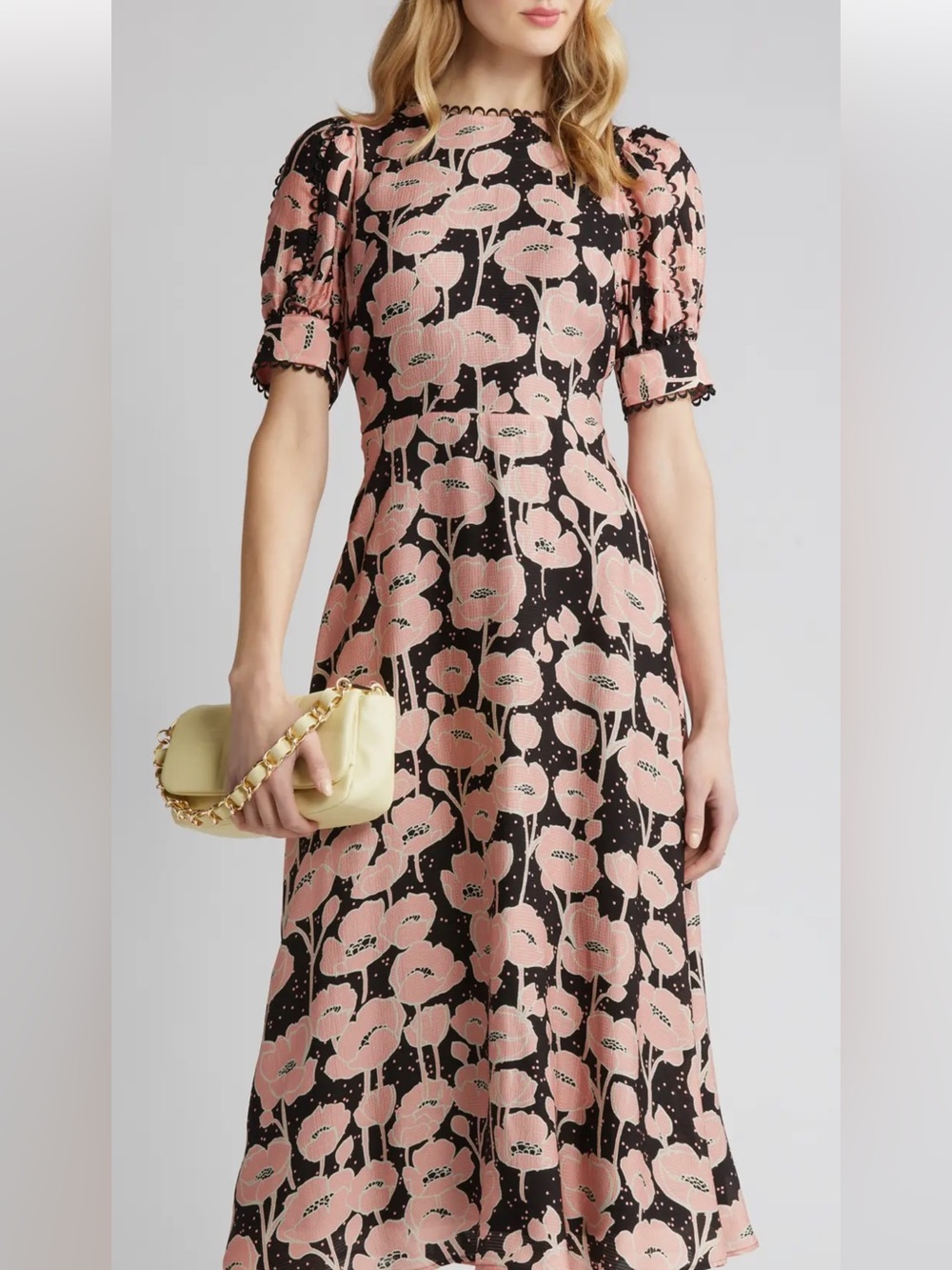 NWT Ted Baker Astrydd Puff Sleeve Midi Dress